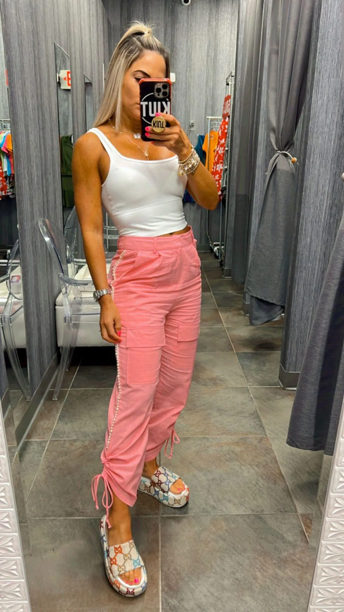 3143 Jogger pants with pearls on sides