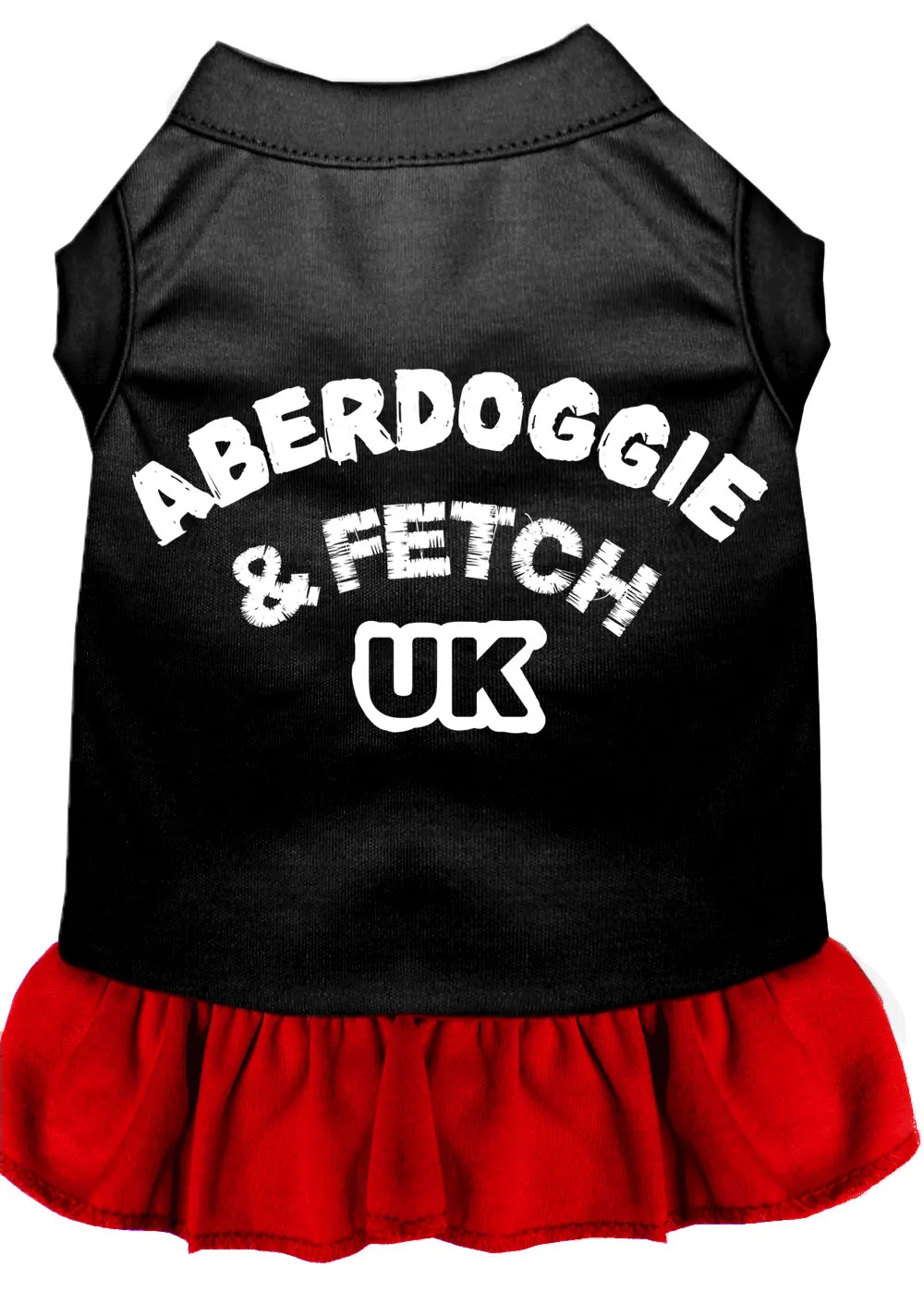 Aberdoggie Uk Screen Print Dog Dress Black With Red Xs