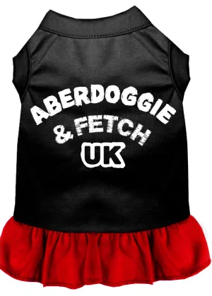 Aberdoggie Uk Screen Print Dog Dress Black With Red Xs