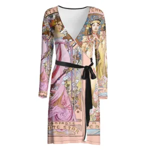 Alphonse Mucha Champagne Wrap Dress