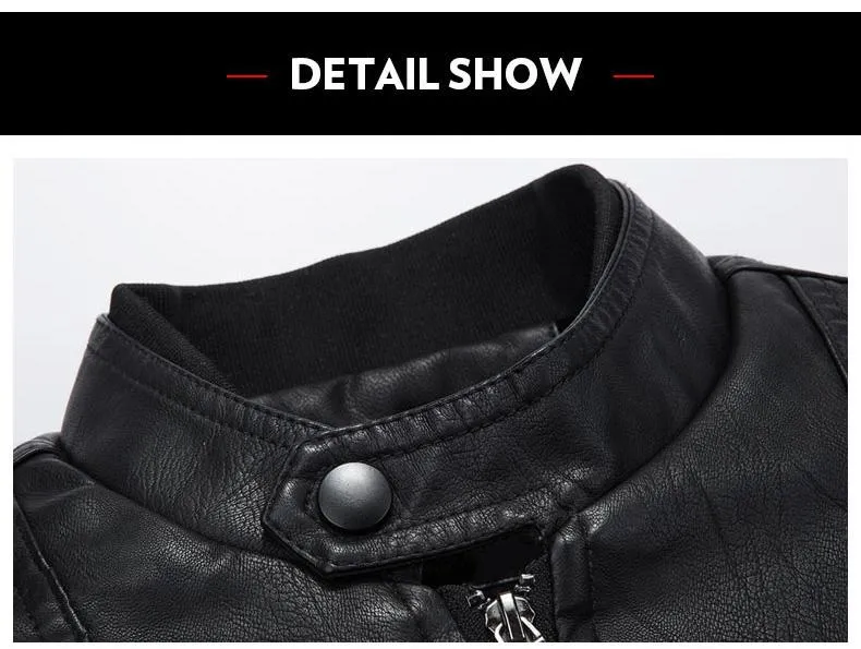 Angelo Ricci™ Biker Style Slim Fit PU Leather Jacket