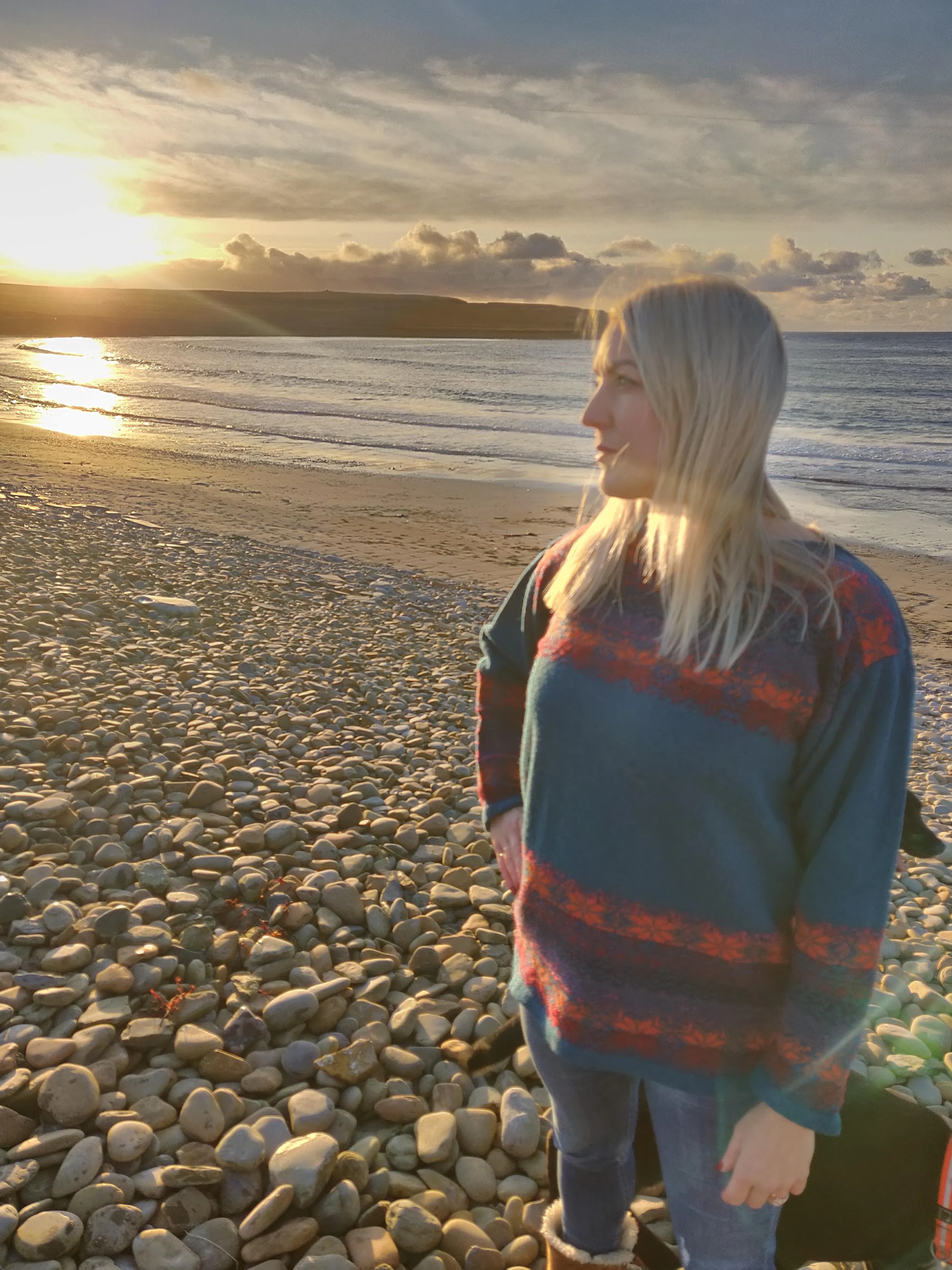 Annie Glue North Star in Midnight Sun Fair Isle Boat Neck Jumper