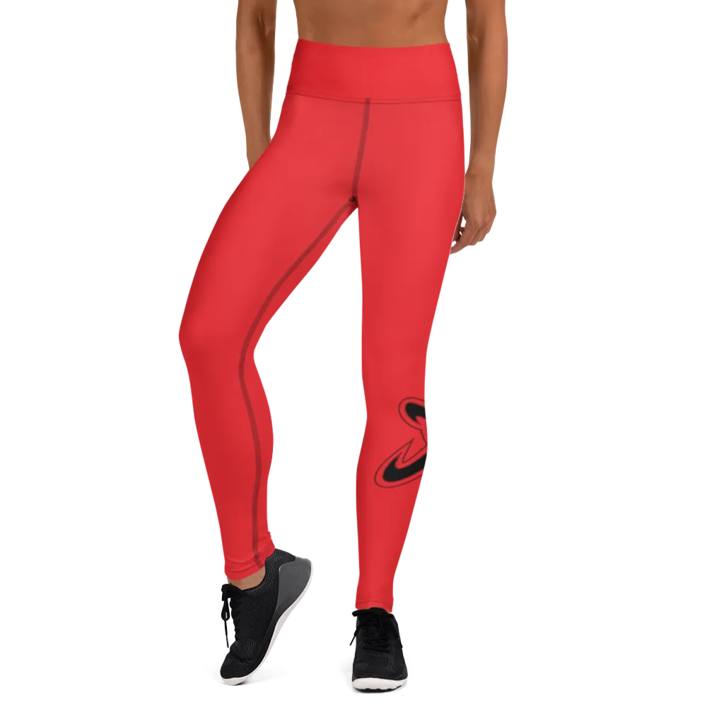 Athletic Apparatus Red 1 Black logo V3 Yoga Leggings
