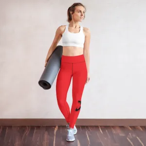 Athletic Apparatus Red 1 Black logo V3 Yoga Leggings