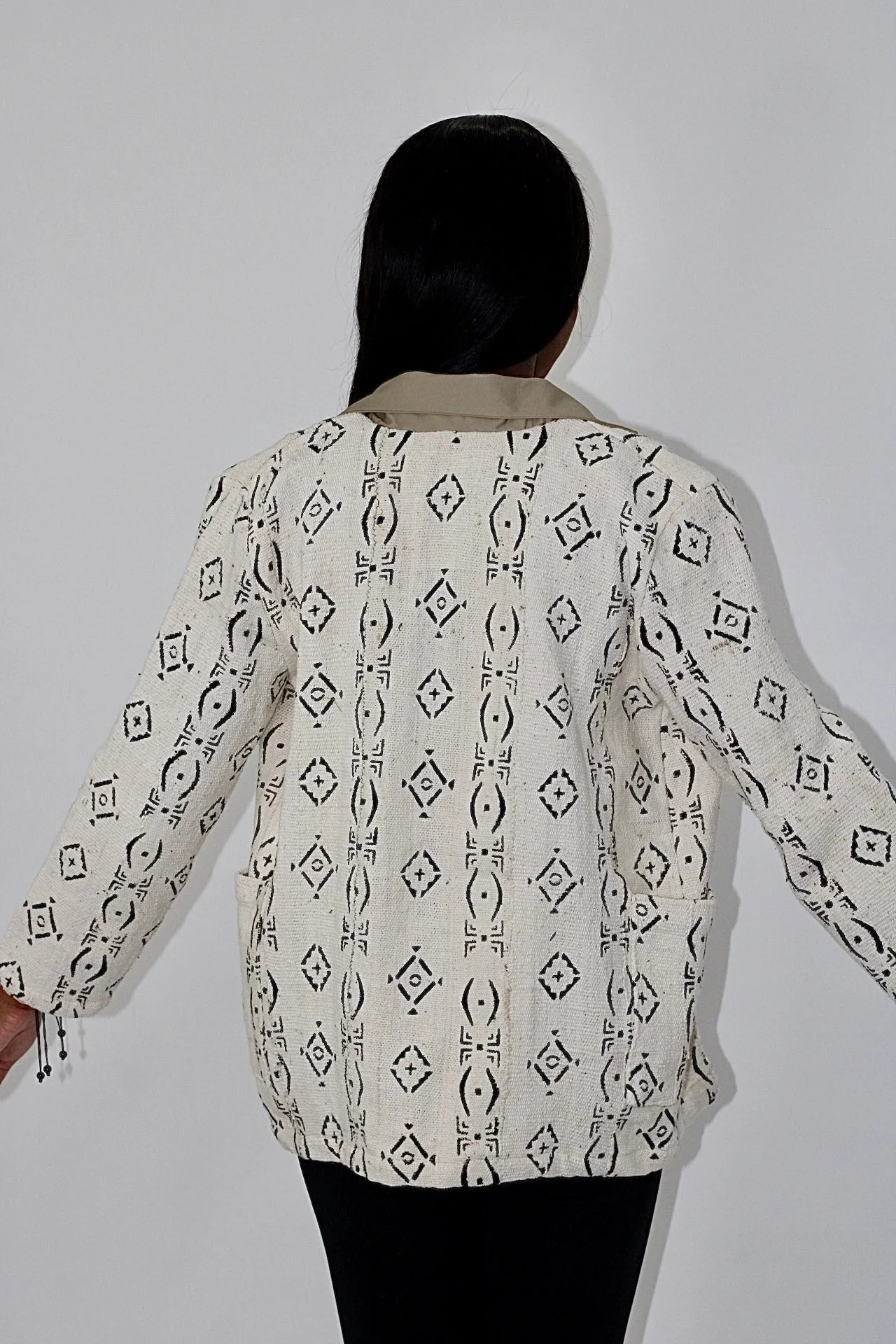 Authentic Women Mudcloth Jackets Blazer Brown/ White Size M Customizable in different sizes