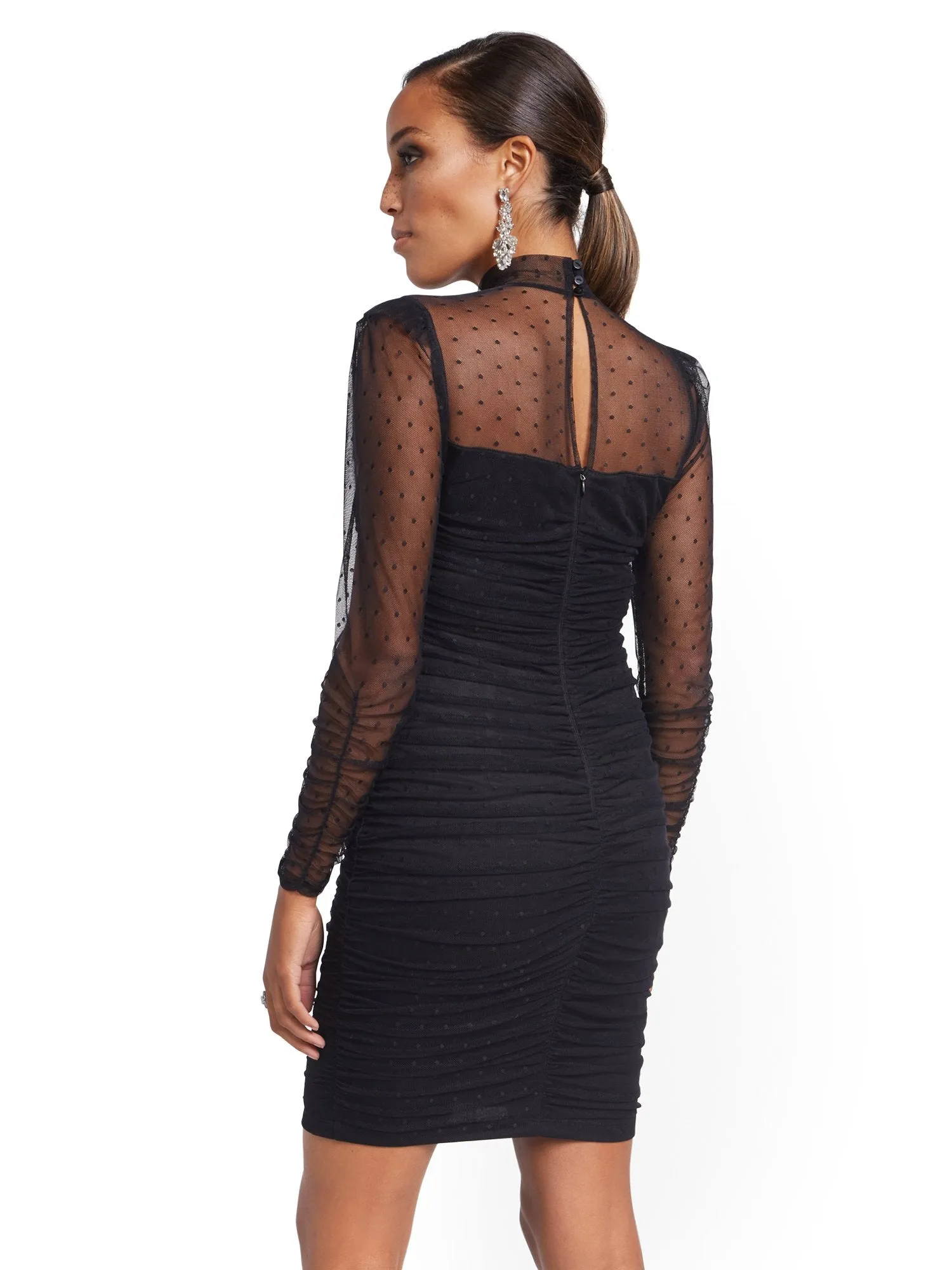 Black Lace Illusion Sheath Dress