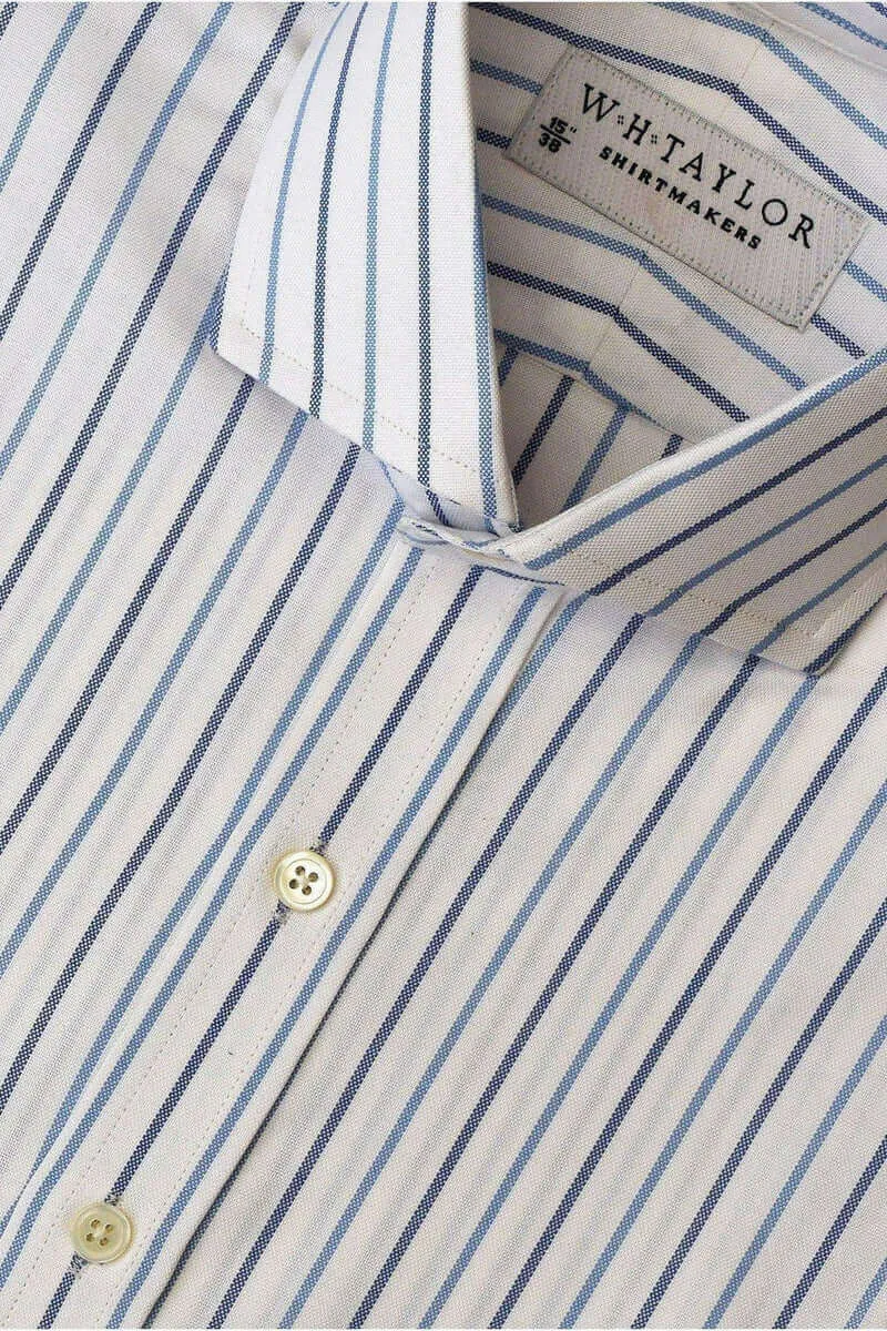 Blue Navy Alternate Dress Stripe Oxford Men's Bespoke Shirt