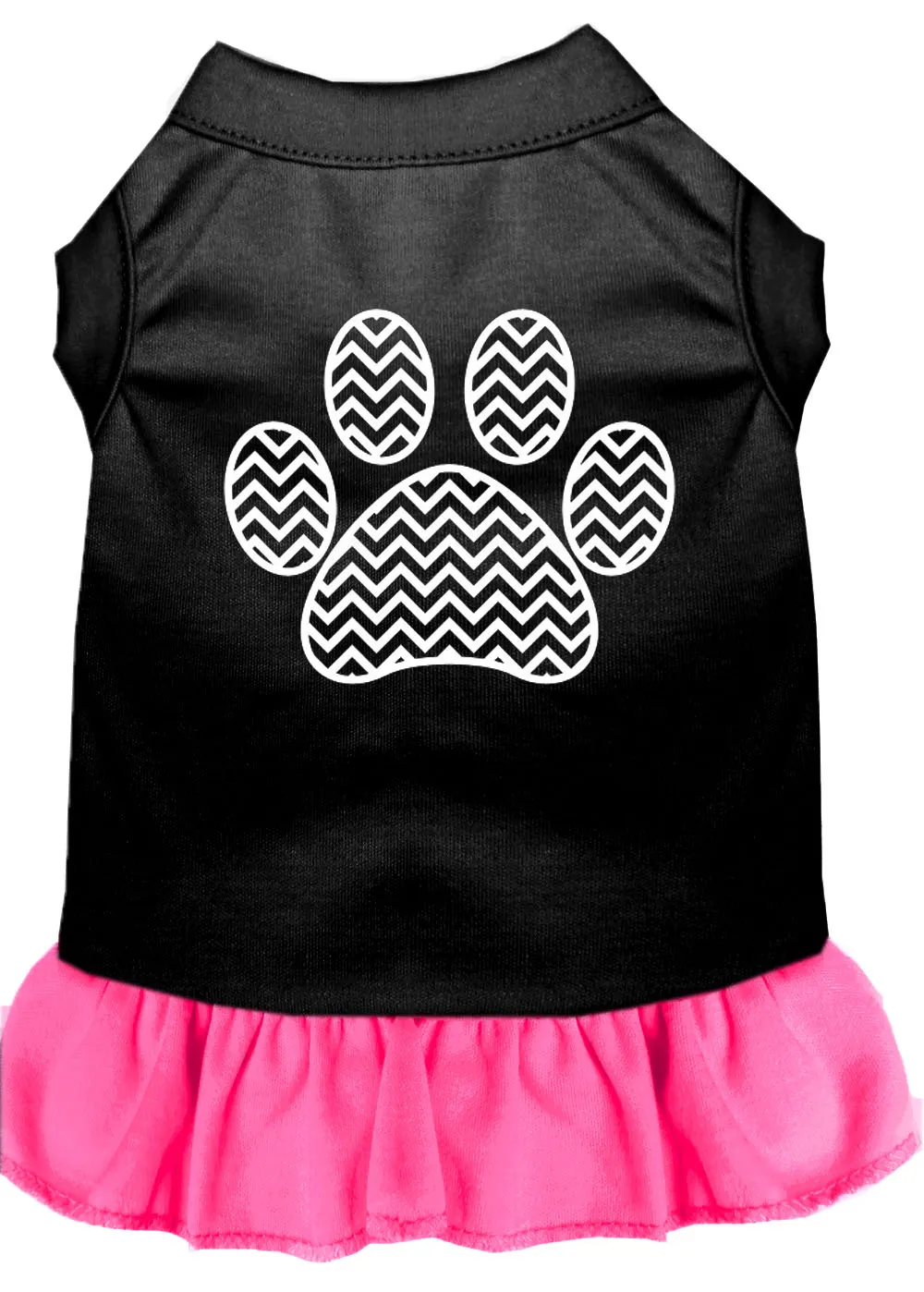 Chevron Paw Screen Print Dress Black With Bright Pink Xxl