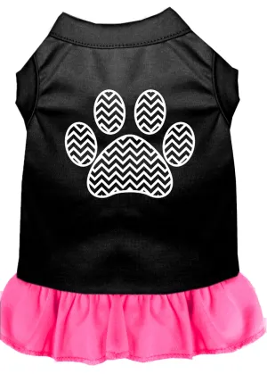 Chevron Paw Screen Print Dress Black With Bright Pink Xxl