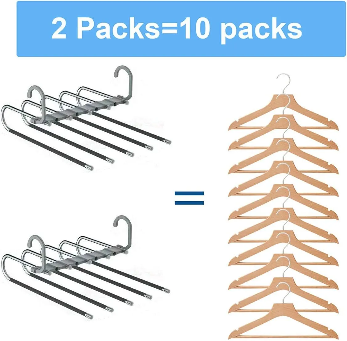 Chicwe&Kleverise Pants Hanger Scarf Skirt Trousers Ties Organizing Wardrobe Space Saving Portable Non Slip Stainless Steel