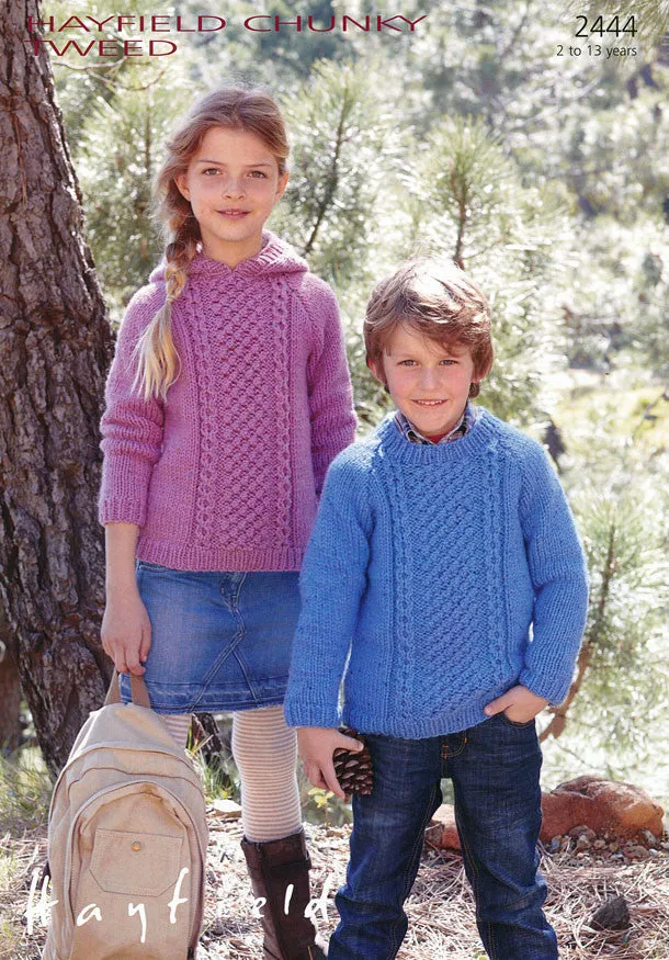 Children Round Neck and Hooded Sweaters in Hayfield Chunky Tweed (2444)