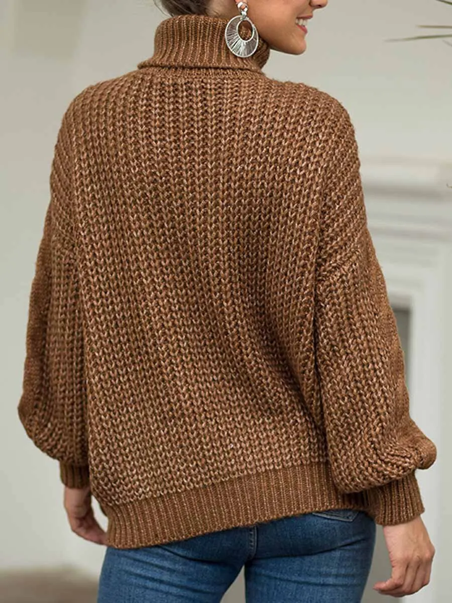Chunky Twisted Turtleneck Knit Sweater