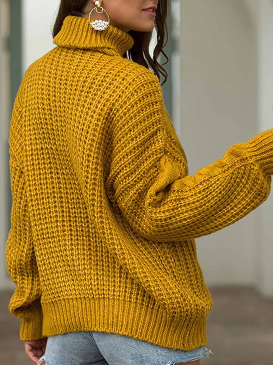 Chunky Twisted Turtleneck Knit Sweater