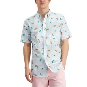 Club Room Men's Regular Fit Striped Ukelele Print BUtton Down Shirt, NWT!
