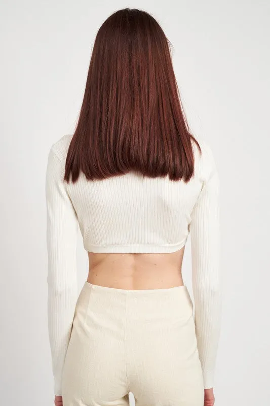 Collared V Neck Crop Top