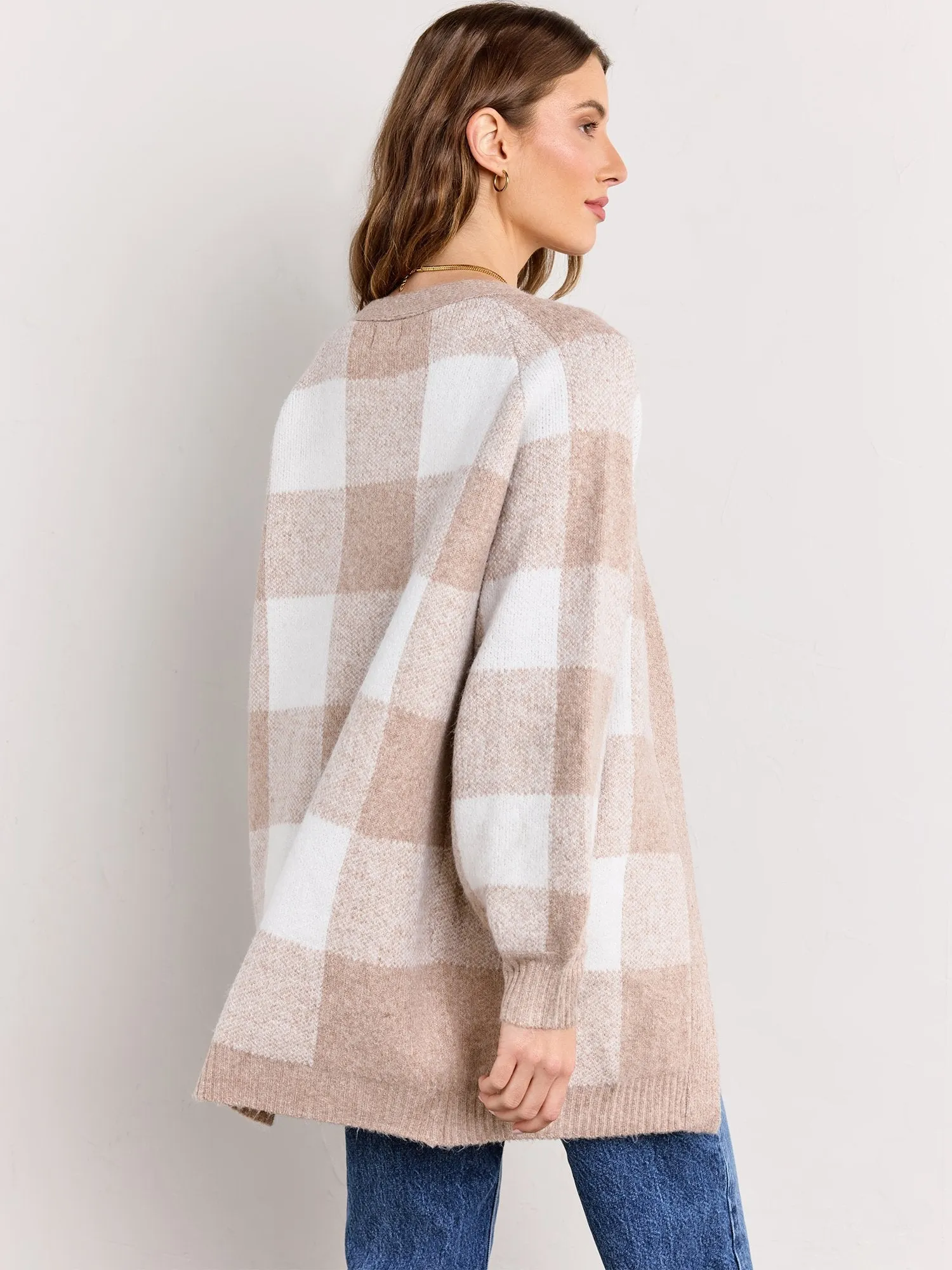 Dreamers Long-Sleeve Gingham Melange Cardigan - Brands We Love