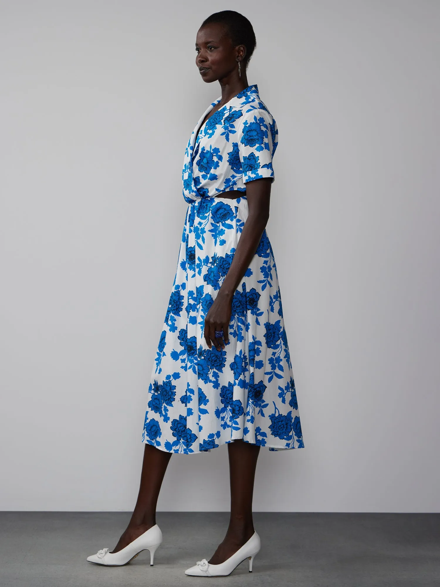 Floral Side Cutout Midi Dress
