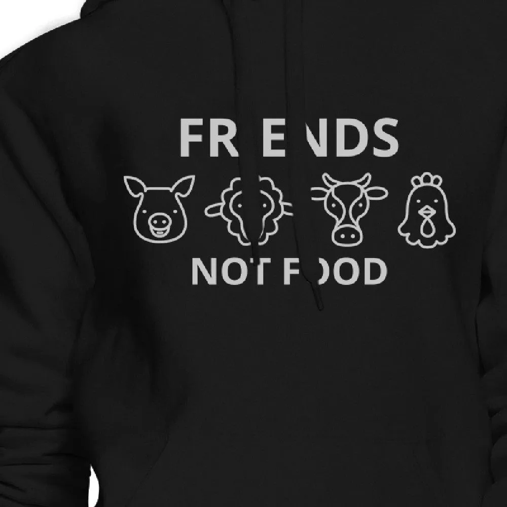 Friends Not Food Unisex Black Hoodie Unique Animal Design Gift Idea