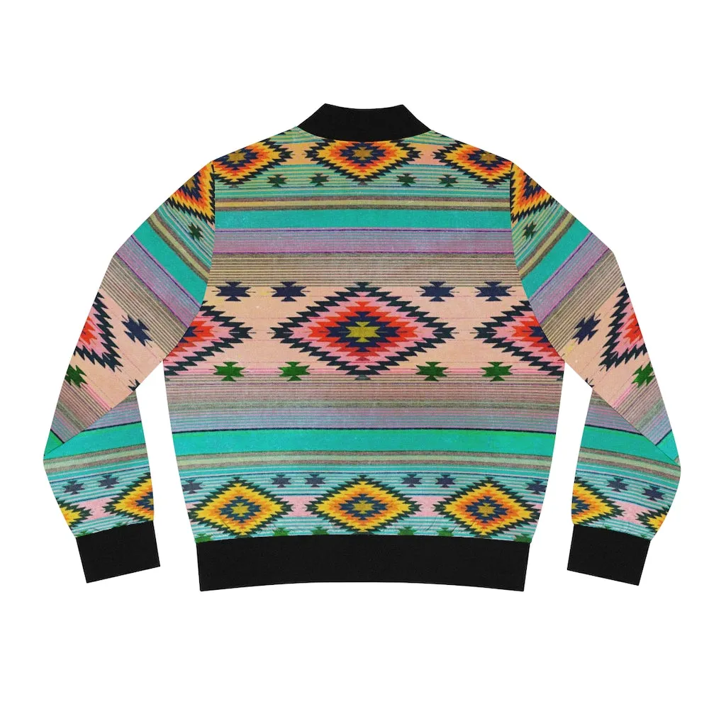 Funky Shaman Dead Rose Green | Native American Women's Bomber Jacket
