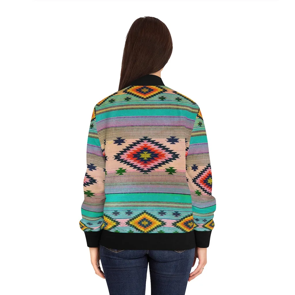 Funky Shaman Dead Rose Green | Native American Women's Bomber Jacket