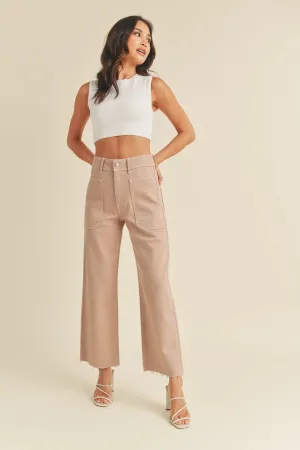 Hailey High Rise Utility Wide Leg Jeans | Clay