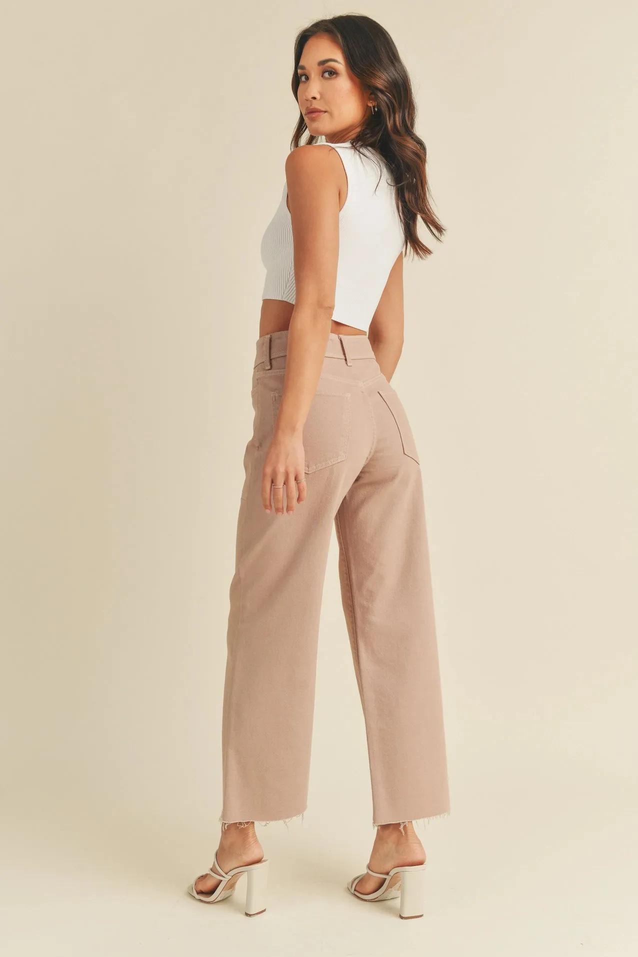 Hailey High Rise Utility Wide Leg Jeans | Clay