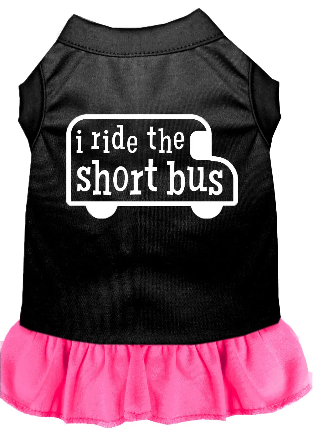 I Ride The Short Bus Screen Print Dress Black With Bright Pink Xxxl