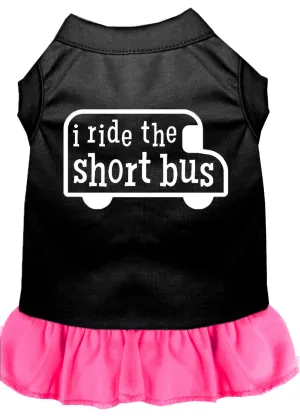 I Ride The Short Bus Screen Print Dress Black With Bright Pink Xxxl