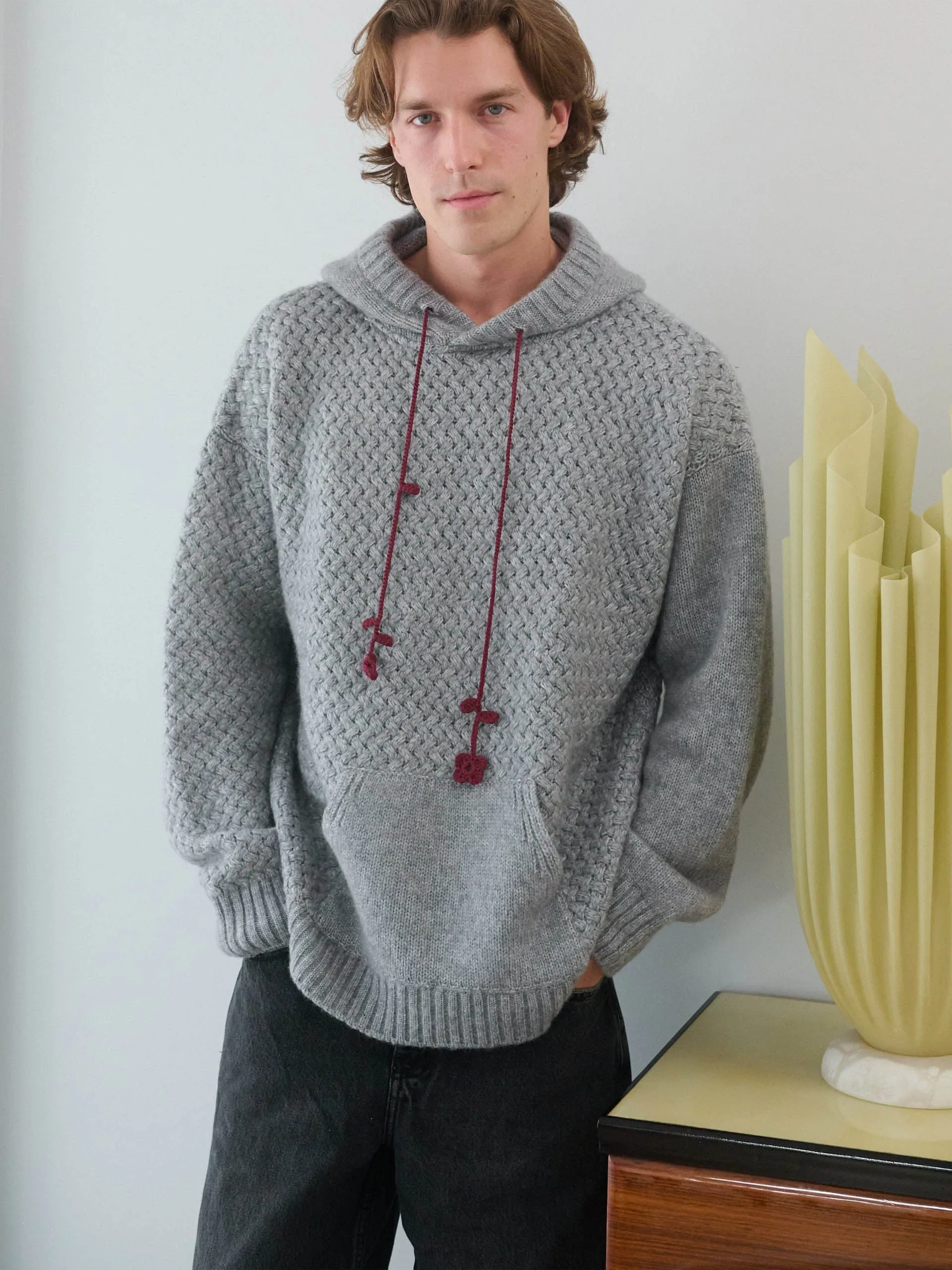 Žilvinas fog grey merino wool hoodie