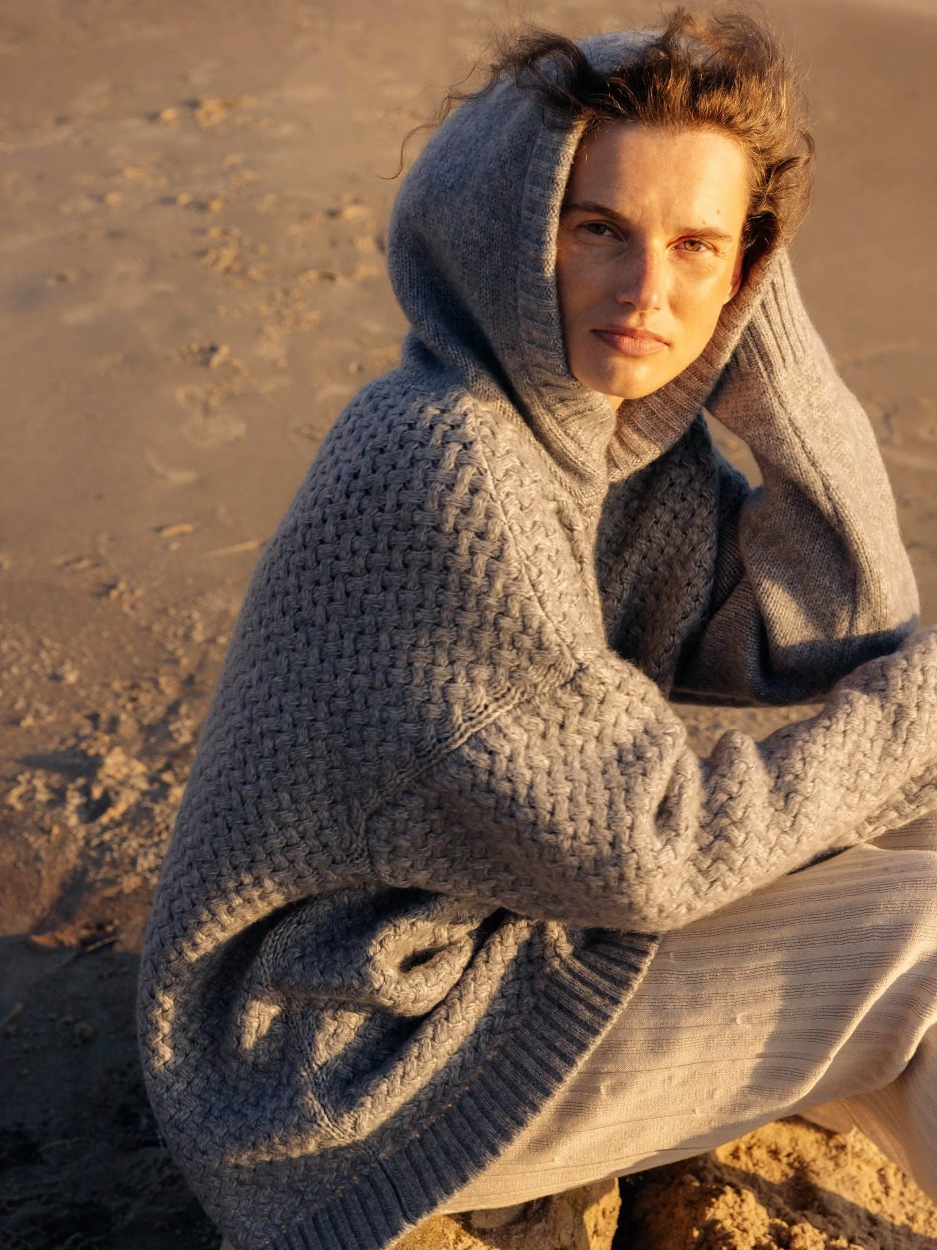 Žilvinas fog grey merino wool hoodie
