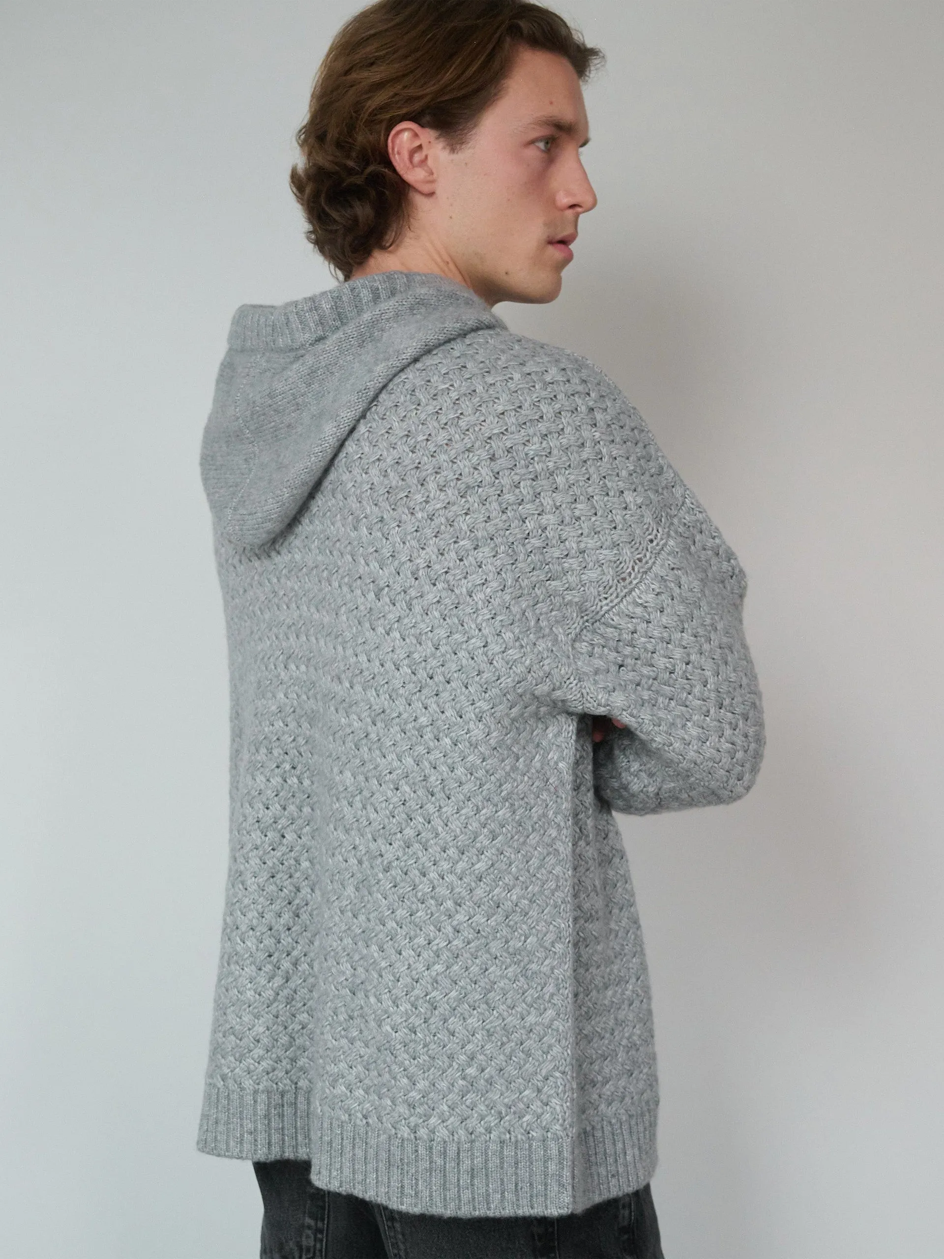 Žilvinas fog grey merino wool hoodie