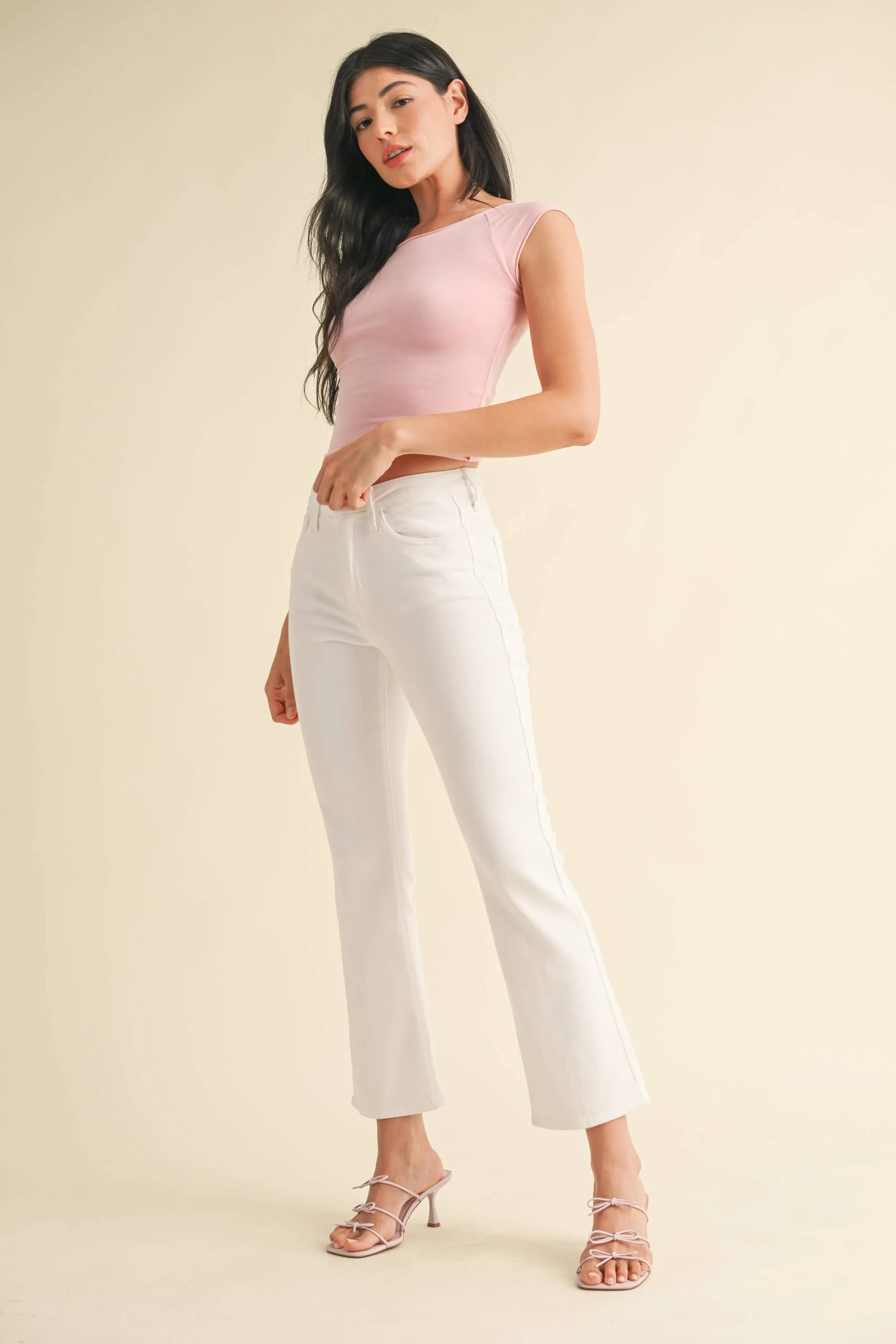 Just Black Slim Cropped Bootcut - BP459J - OPT WHT
