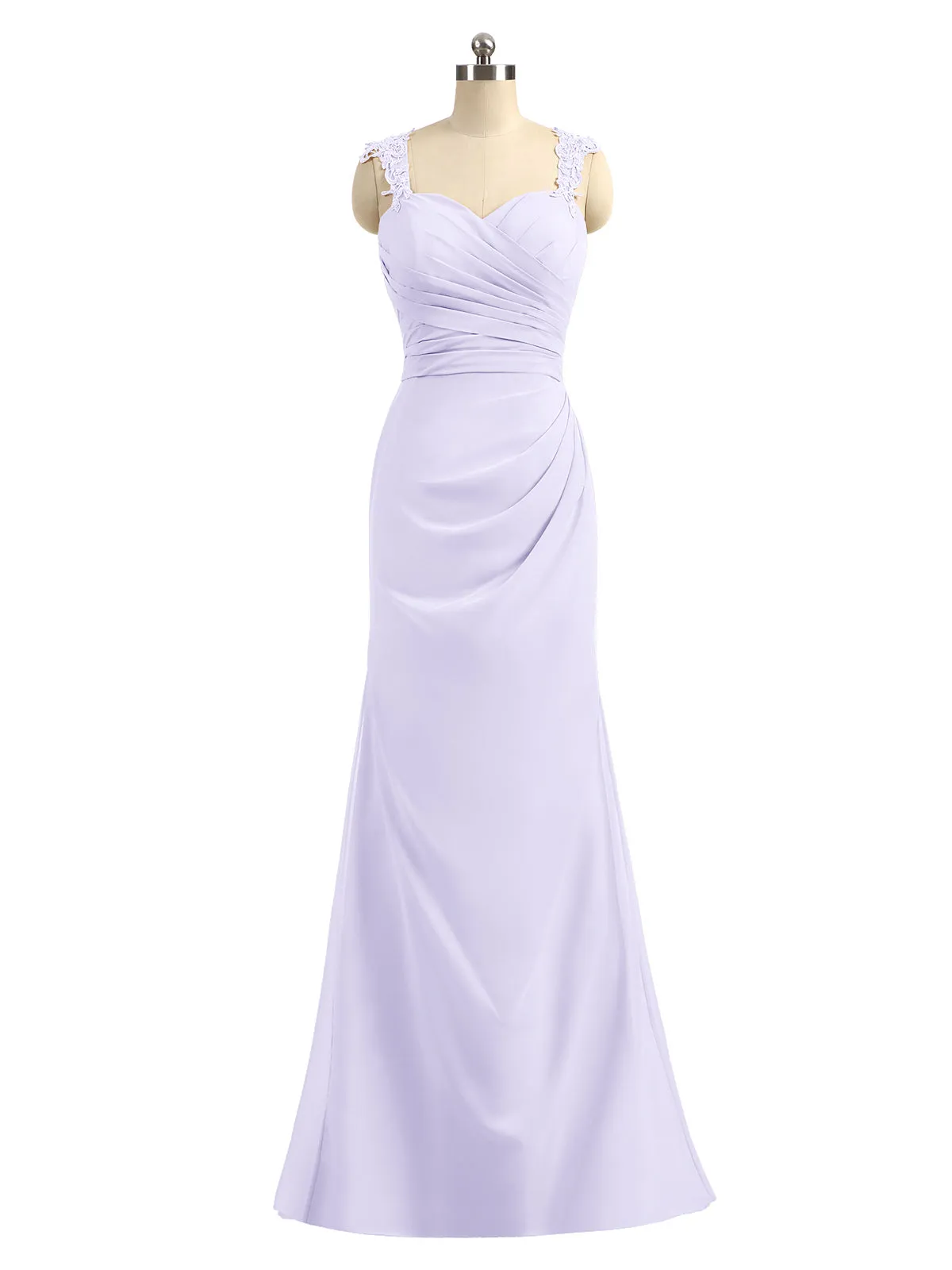 Lace Appliqued Strap Sheath Open Back Dress Lilac Plus Size