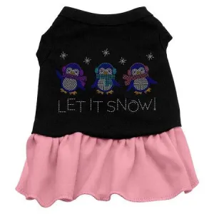 Let it Snow Penguins Rhinestone Dress Black with Pink Sm (10)