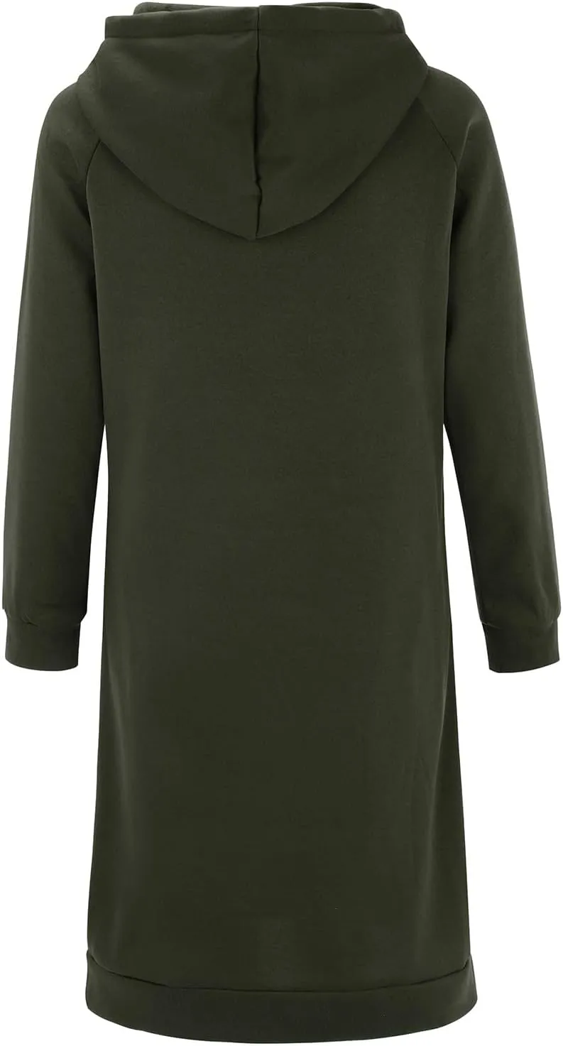 Long Sleeve Dress for Women Lightweight Pocket Hoodie Dress Fall Sweatshirts for Women Loose Pullover Tunic
