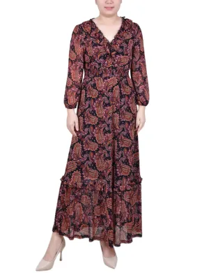 Long Sleeve Mesh Maxi Dress - Petite
