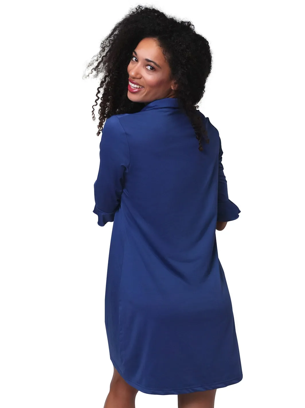 Marin Flounce Polo Dress Navy