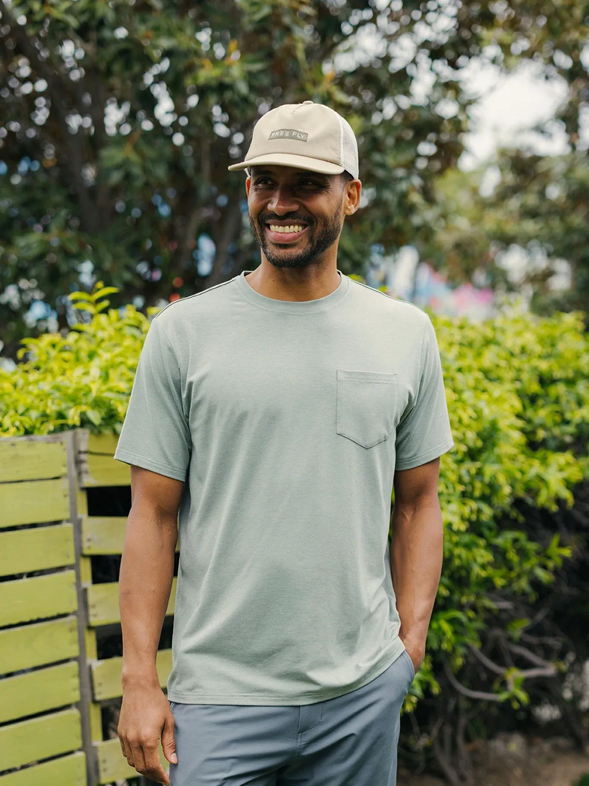 Men's Bamboo Flex Pocket Tee - Heather Deepwater
