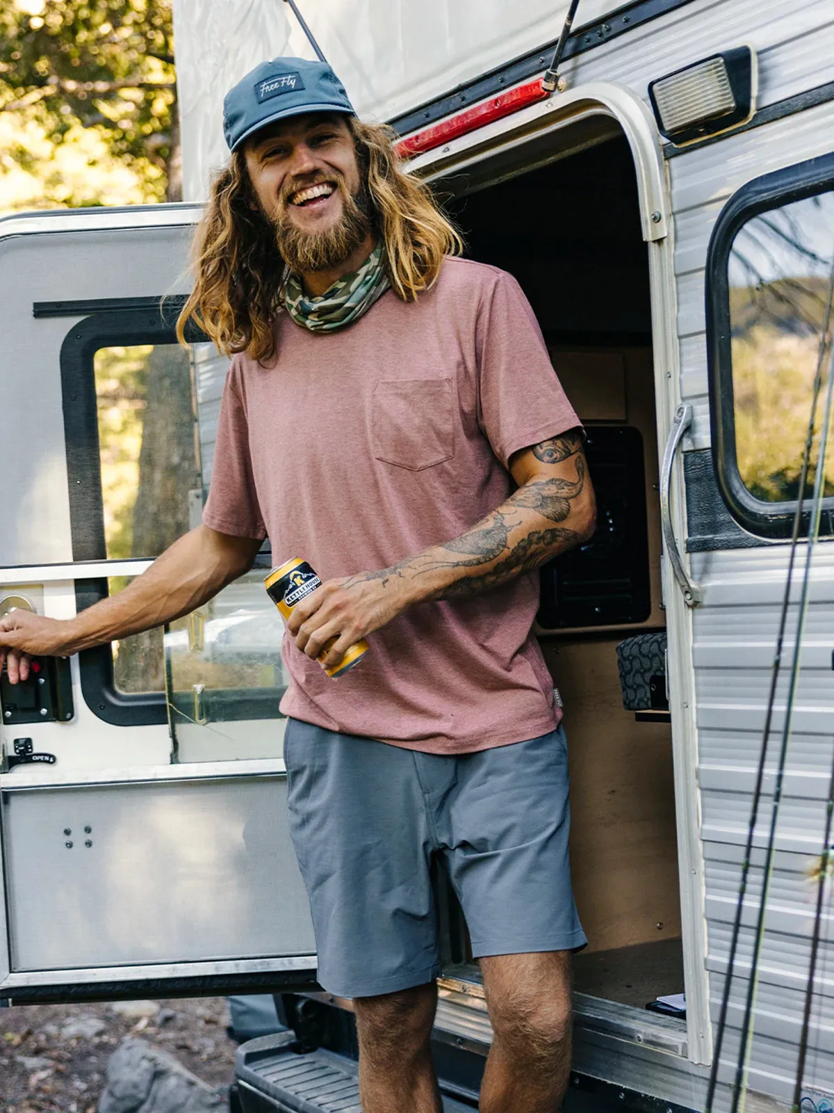 Men's Bamboo Flex Pocket Tee - Heather Deepwater