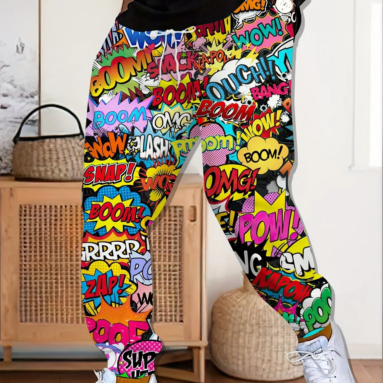 Men's Comfortable 3D Print Casual Joggers - Polyester, Machine Washable, Perfect for Everyday & Workout