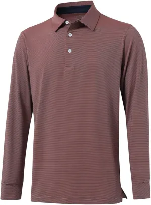 Mens Golf Shirts Long Sleeve Moisture Wicking Collared Work Business Casual Tennis Polo Shirts for Men