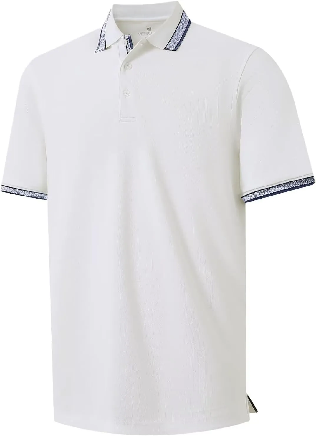 Men's Pique Polo Shirts Long Sleeve Cotton Blend Tipped Casual Collared Polo Shirts Business Classic Fit