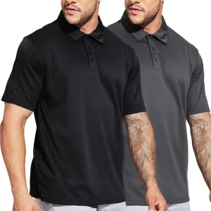 MIER Men's Quick Dry Polo Shirts Polyester Casual Collared Shirts Short Sleeve, Moisture-Wicking, Sun Protection