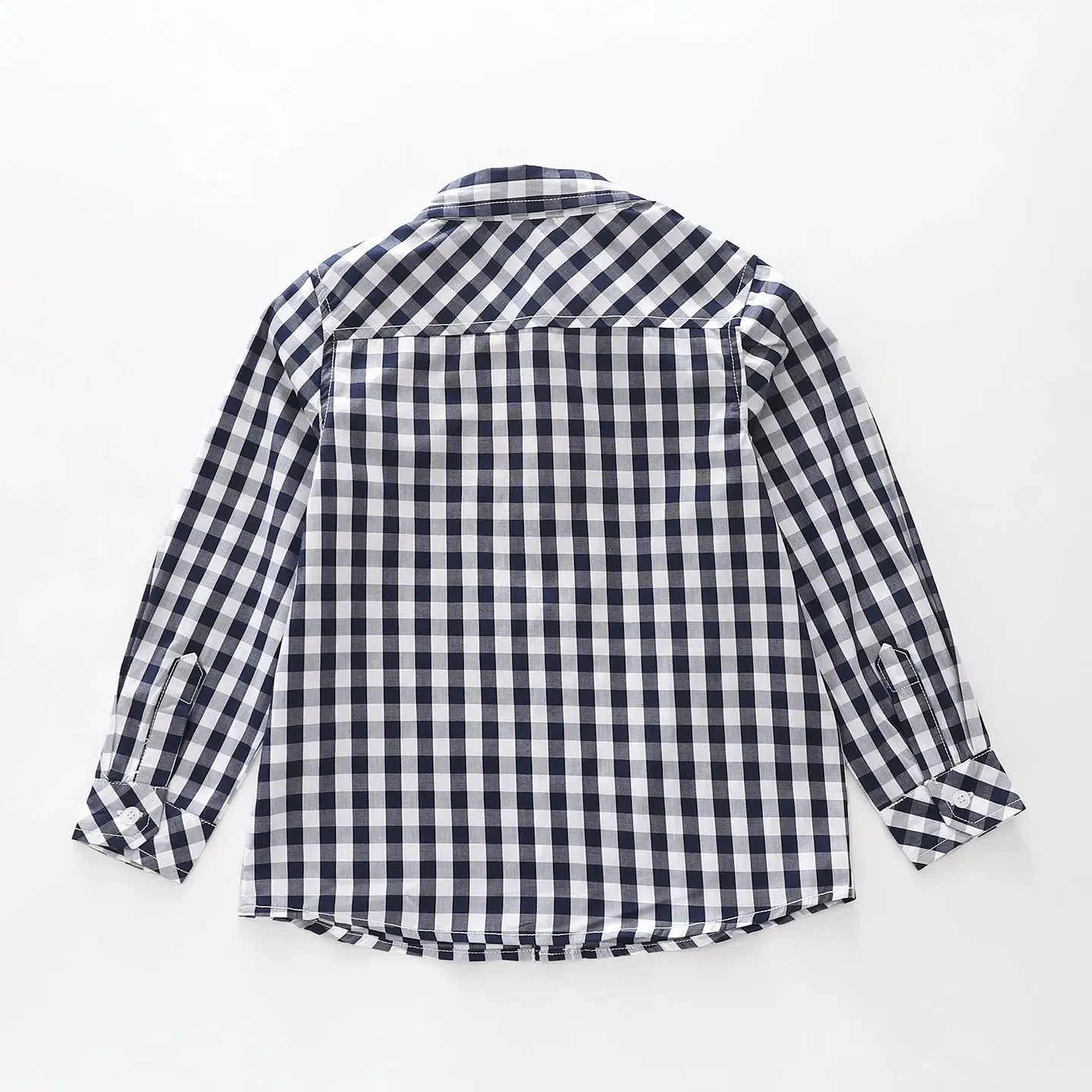Navy Blue Check Collared Shirt