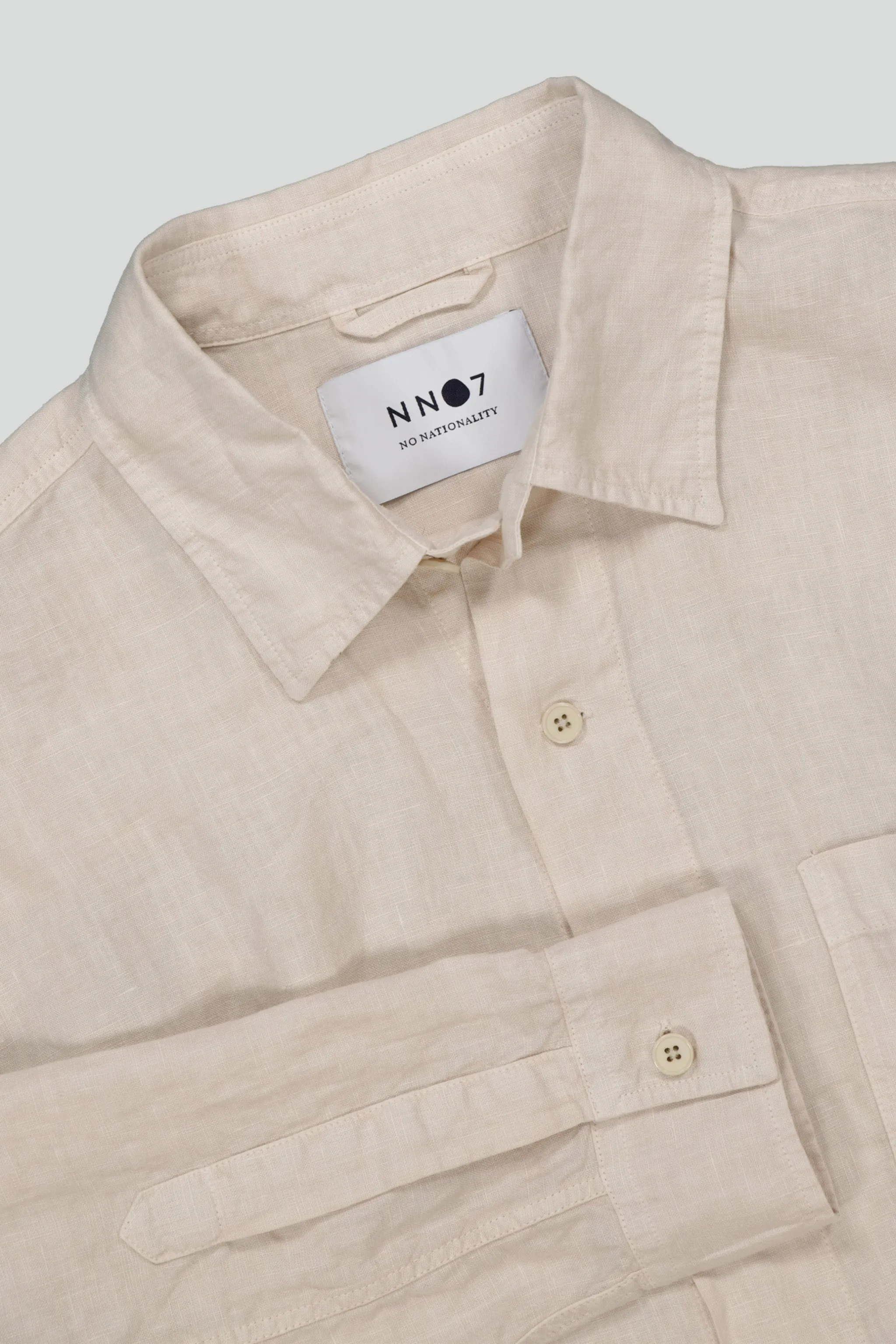 NN07 Adwin 5706 Linen LS Shirt in Oat