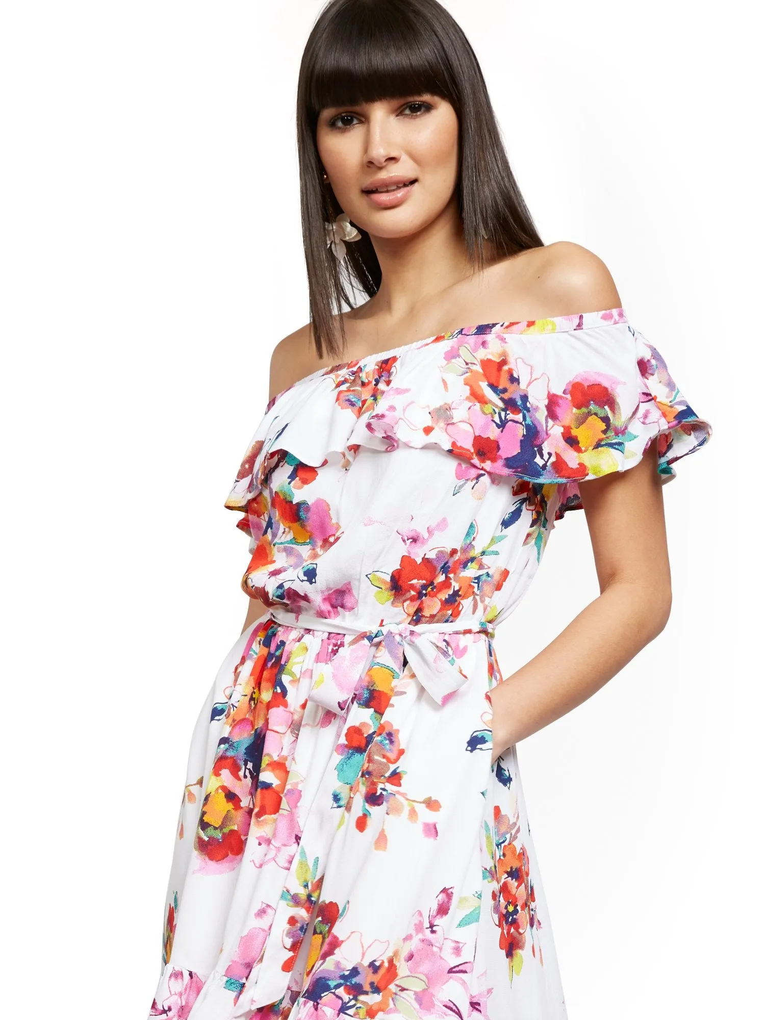Off-The-Shoulder Hi-Lo Maxi Dress