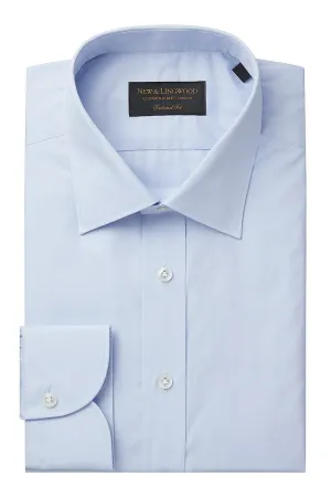 Pale Blue Poplin St James's Collar Tailored Fit Single Cuff Shirt