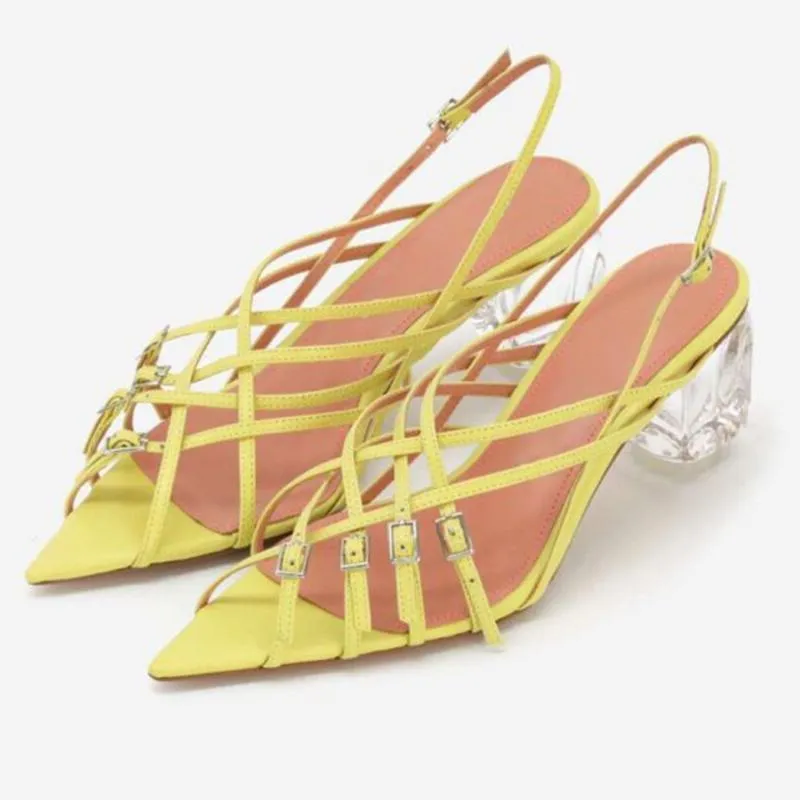 Pointed Toe Strange Chunky Heel Adjustable Buckle Summer Sandals