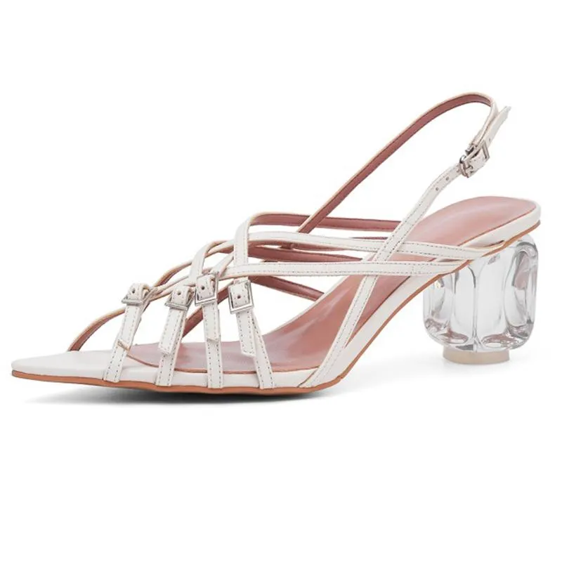 Pointed Toe Strange Chunky Heel Adjustable Buckle Summer Sandals