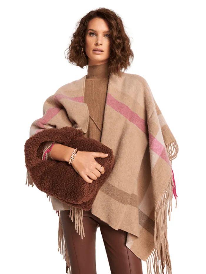 Riani Large Checked Poncho 389640 9550 Col 855